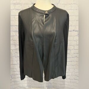 Alfani woman faux leather one snap black jacket size 0X